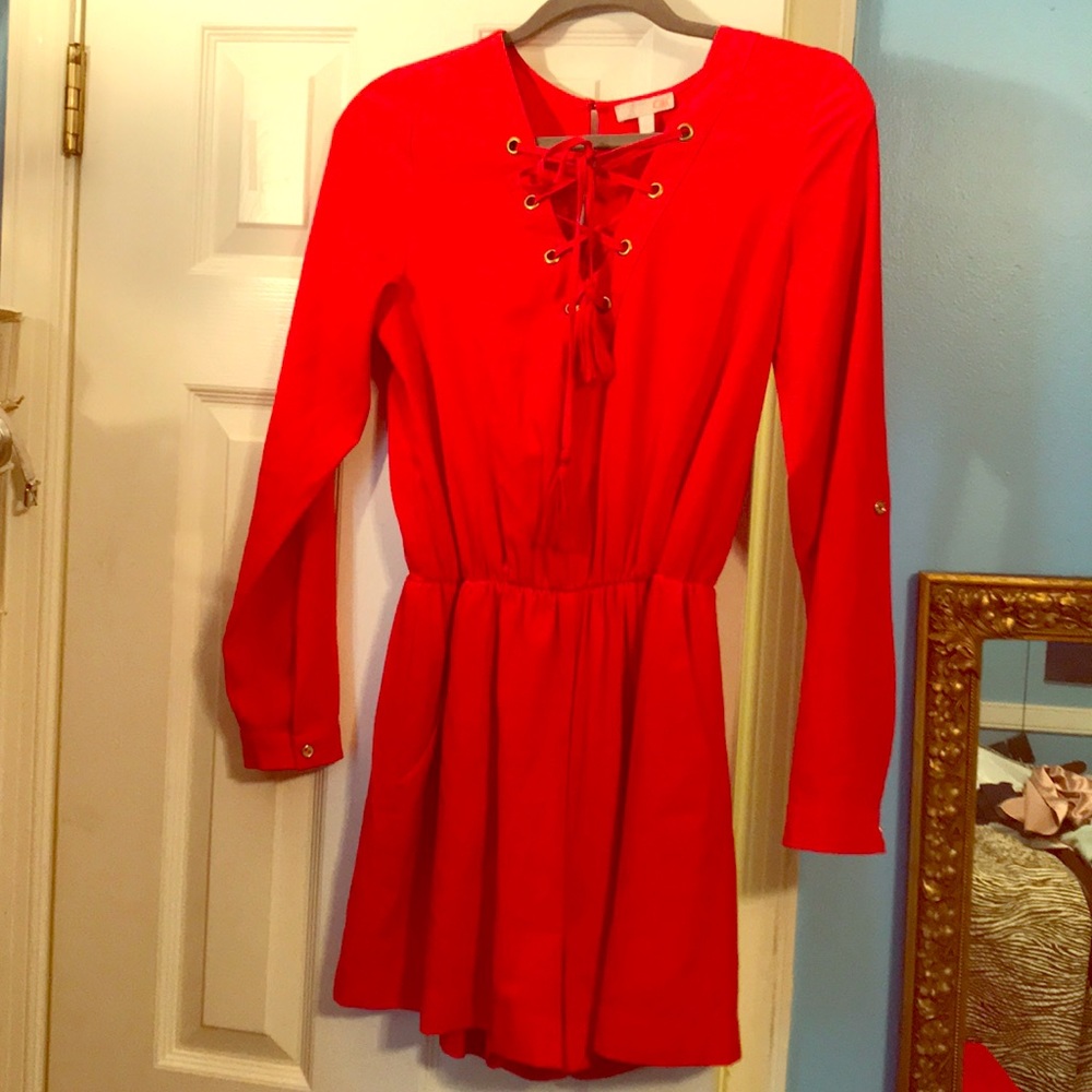 Red Long-Sleeved Romper
